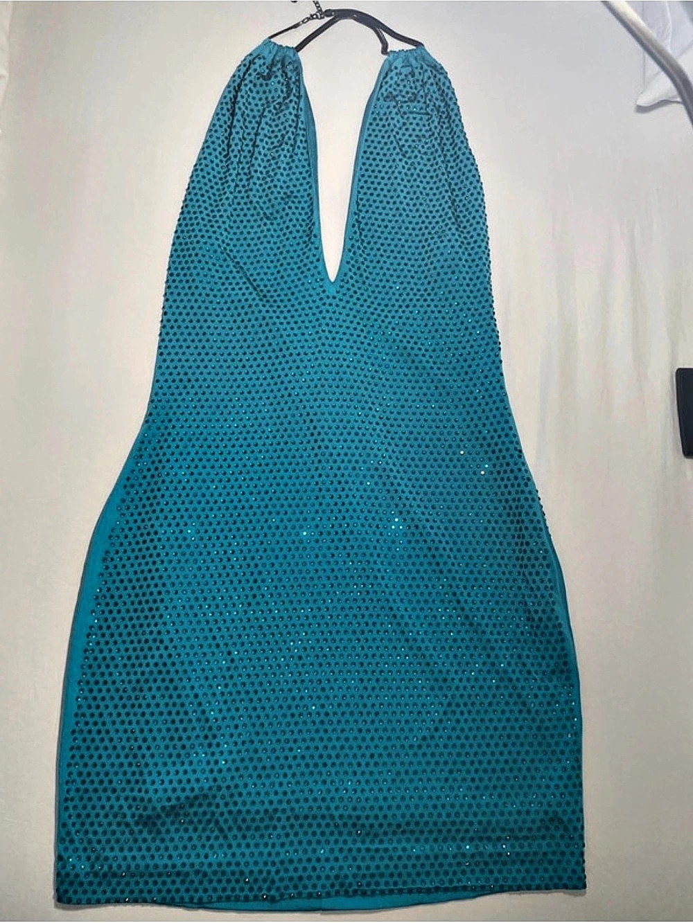 bebe Sequin Halter Mini Dress in Blue Size XS Like New